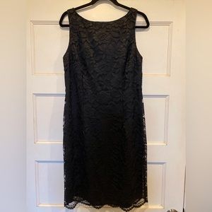 Vintage Maggy London LITTLE BLACK DRESS lace sheath. Size 12.